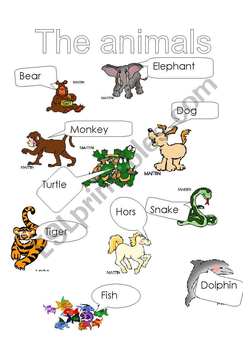 The animals worksheet