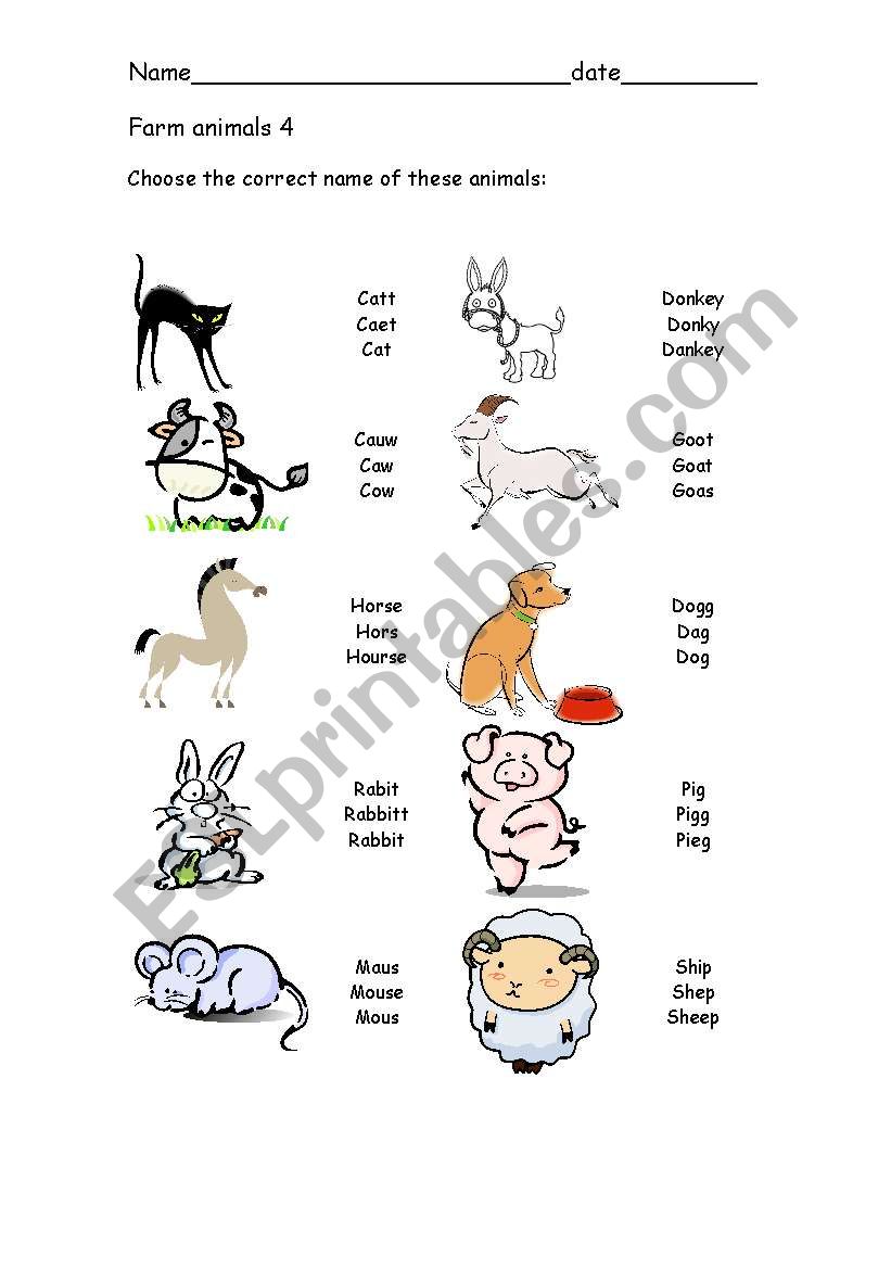 Farm animals 4 worksheet