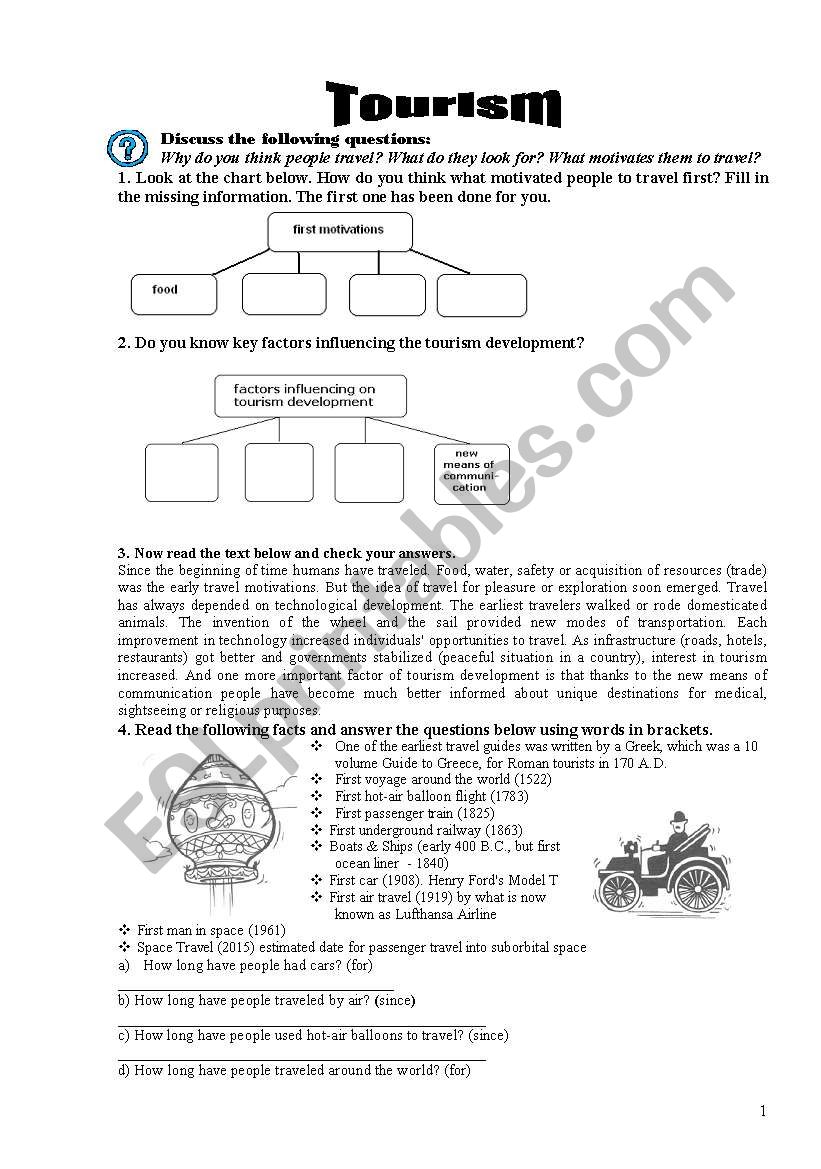 tourism worksheet