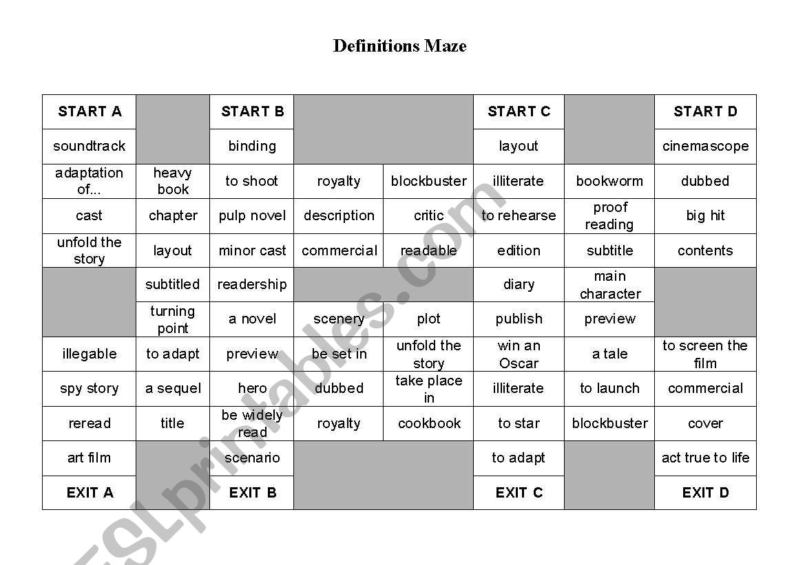 Definitions maze books and films