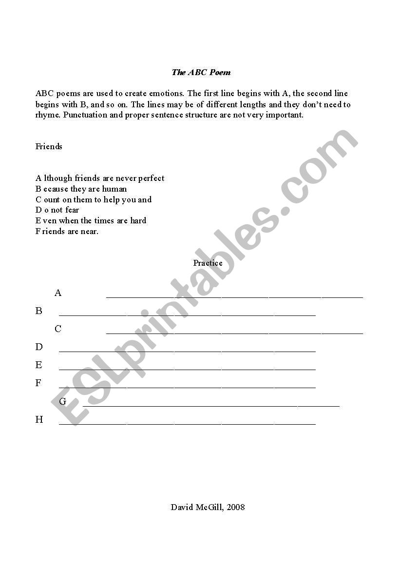 ABC Poems worksheet