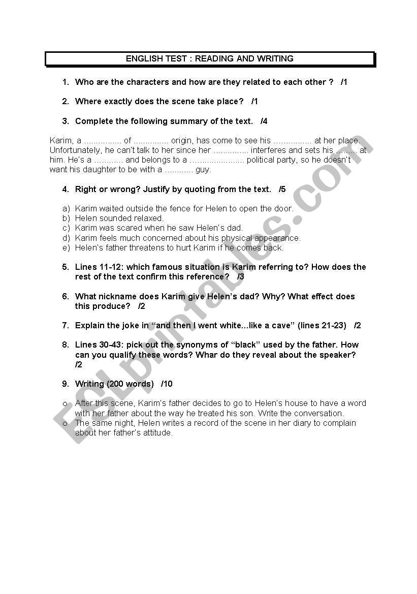 Hairy Back worksheet