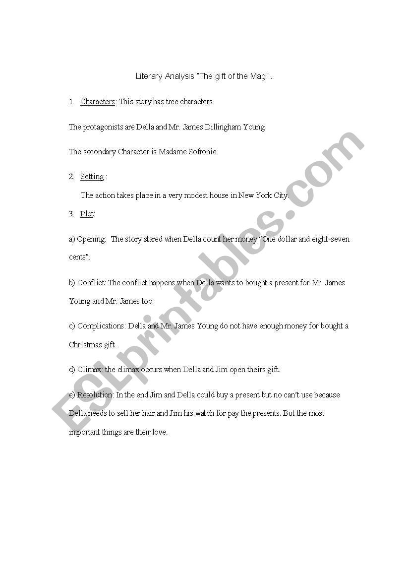 the gifh of the magi worksheet