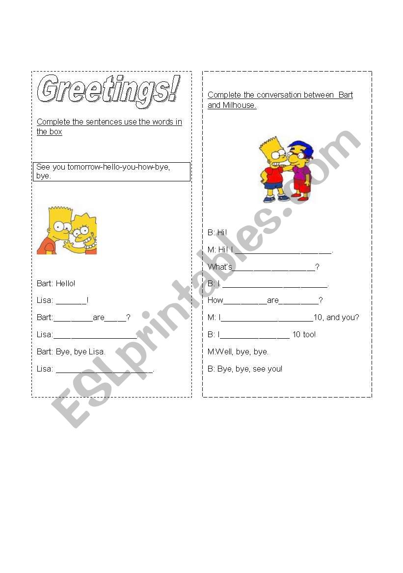 Greetings worksheet