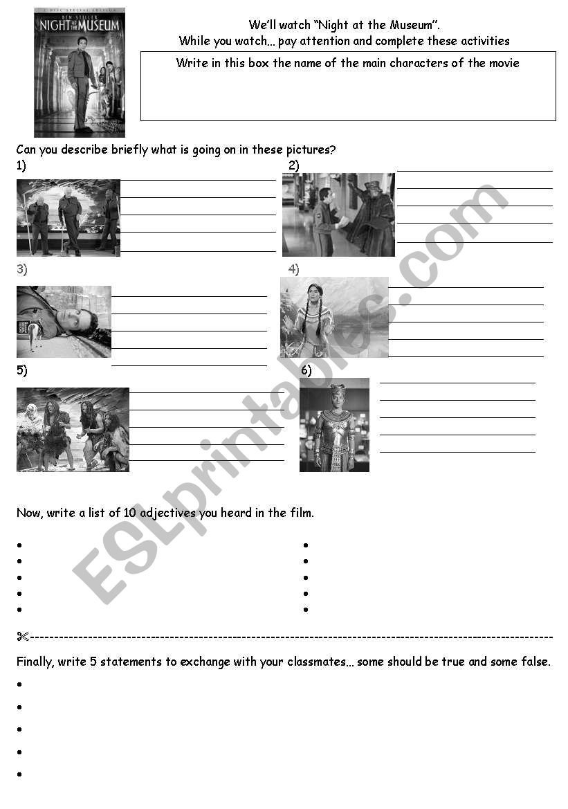 A Night at the Museum 1 worksheet