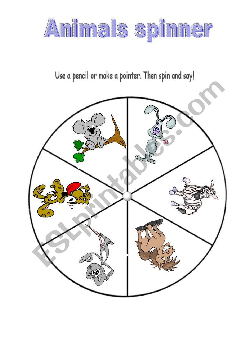 ANIMALS SPINNER worksheet