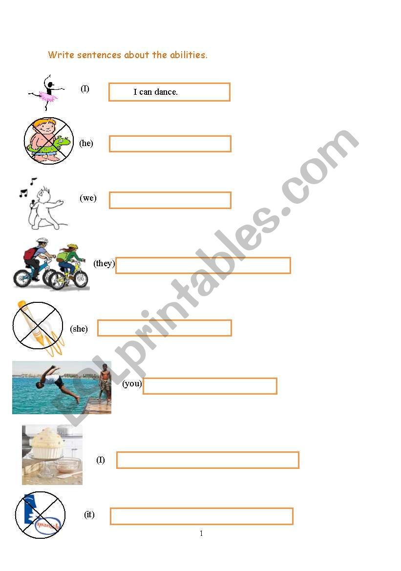 abilities - can. cant worksheet