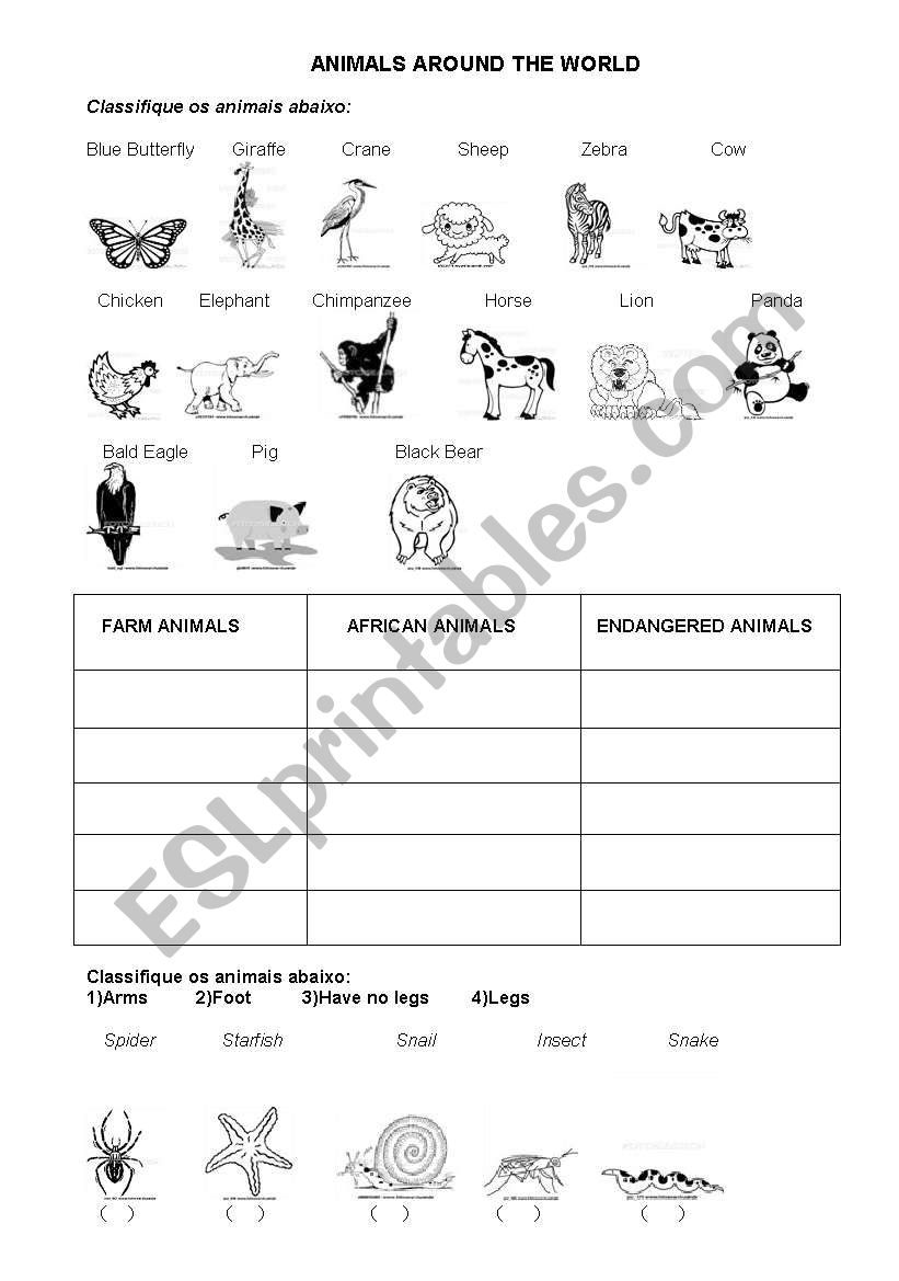 Animals Around The World worksheet