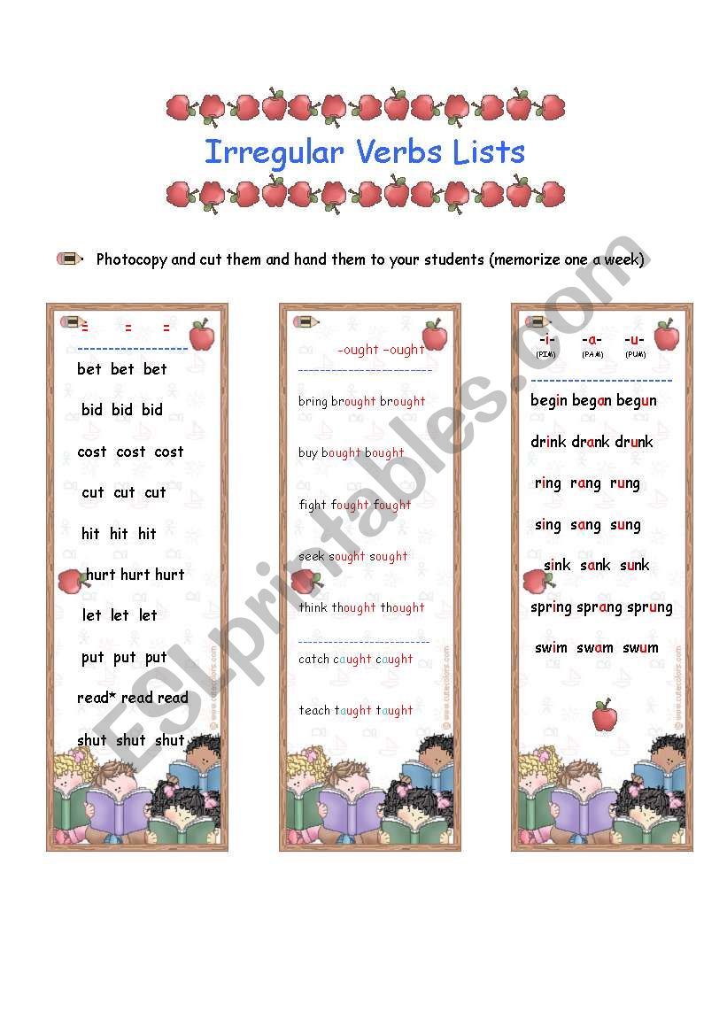 Irregular Verbs worksheet