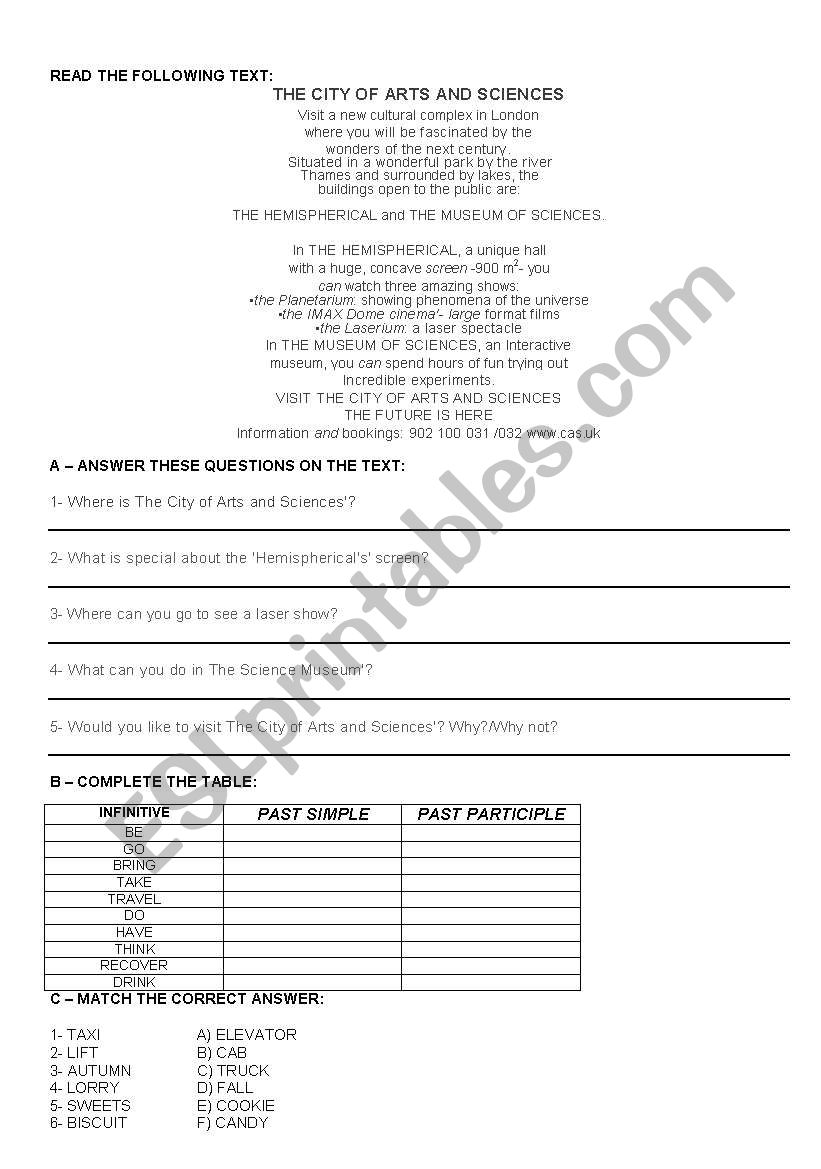 Present perfect worksheet