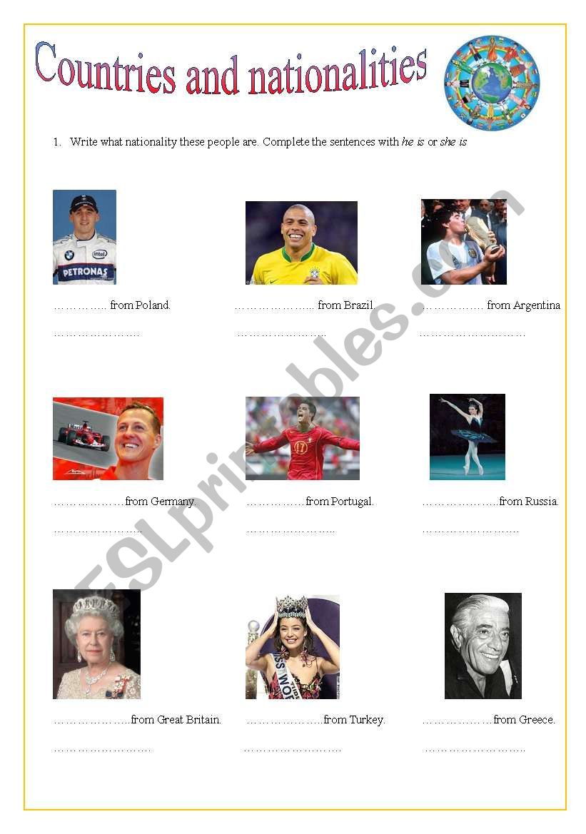 Countries and nationalities famous people