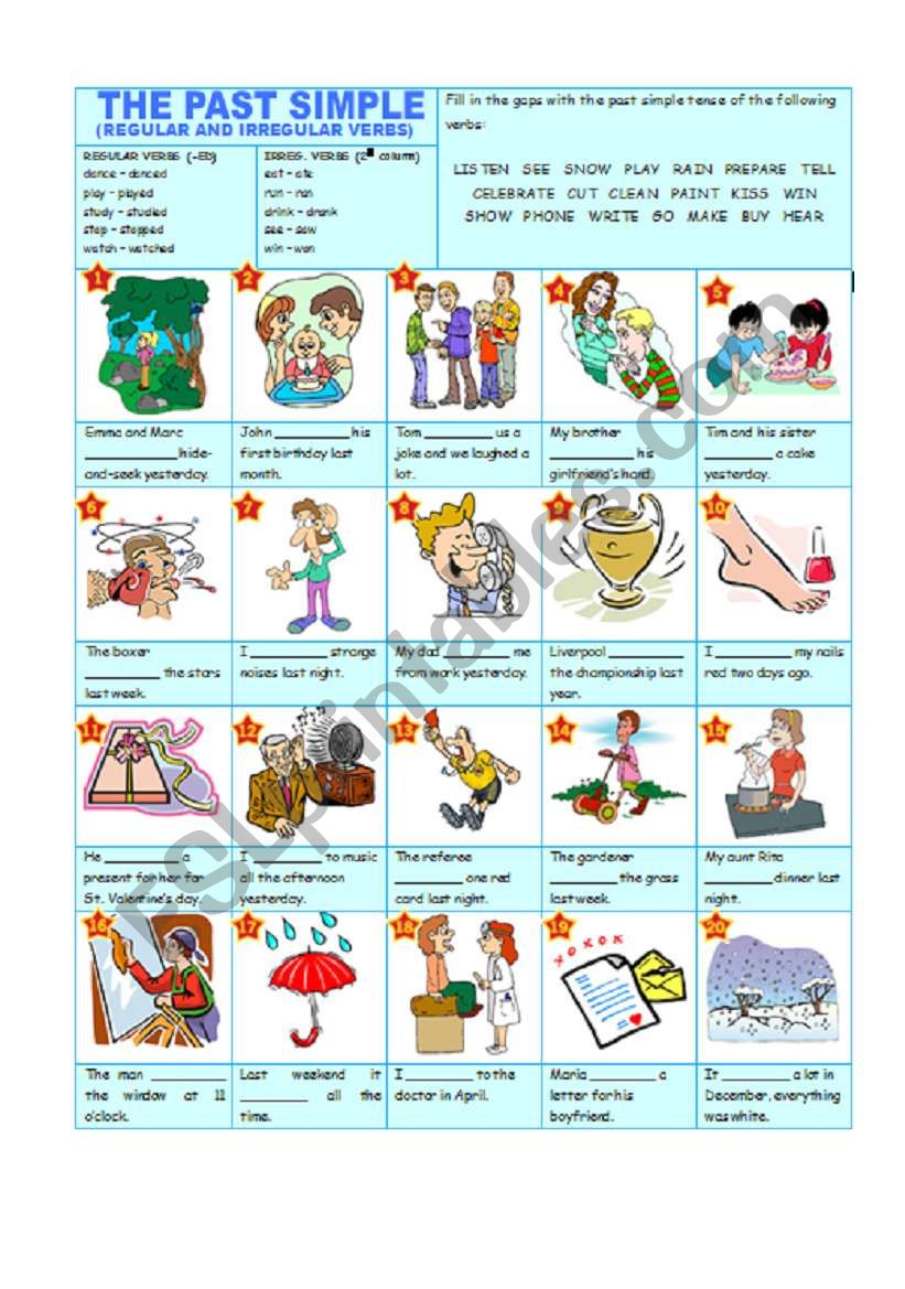 PAST SIMPLE AFFIRMATIVE (regular and irregular verbs)