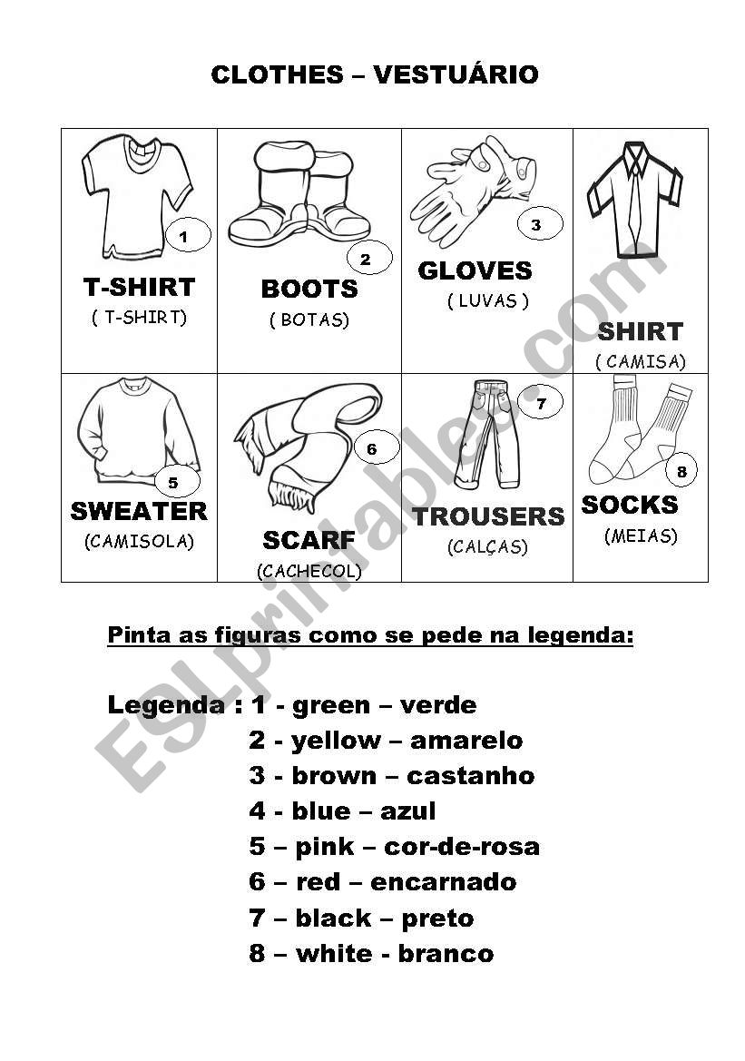 clothes worksheet