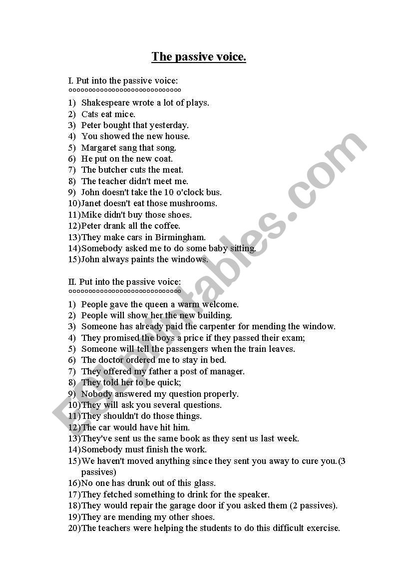 passive voice worksheet