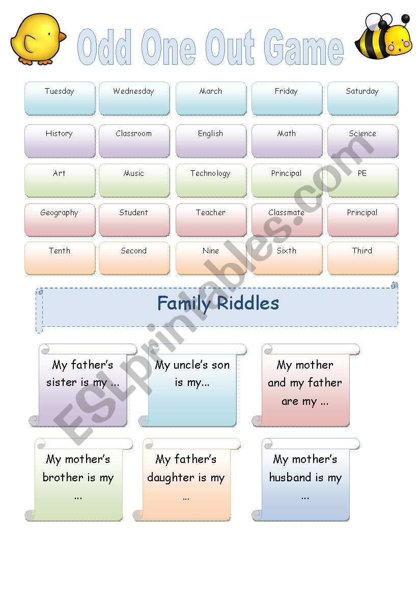 Odd One Out - Family Riddles - Questions Maching Game