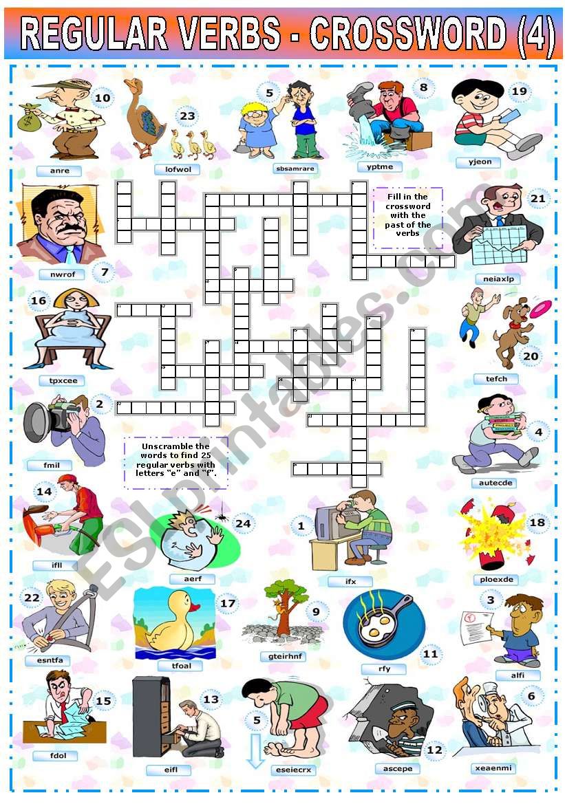 REGULAR VERBS - CROSSWORD (4) worksheet