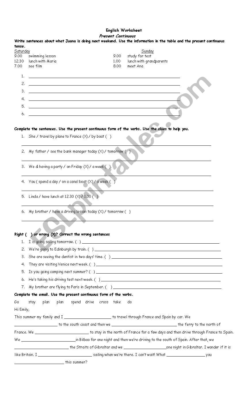 Present continuous worksheet worksheet