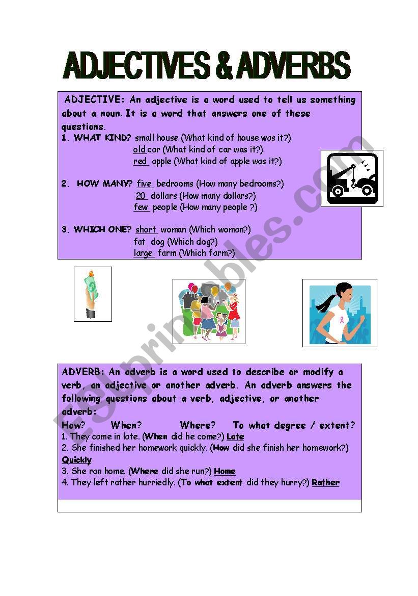 Adjectives and Adverbs worksheet