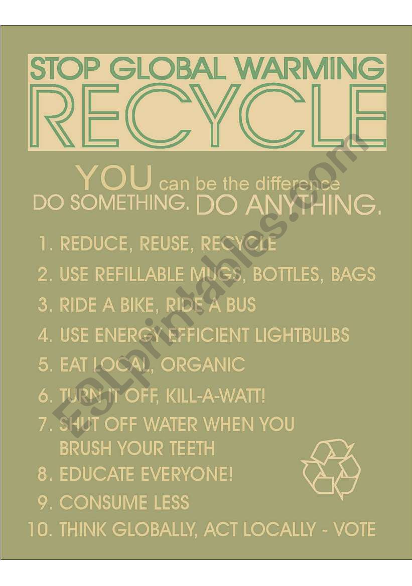 Recycle Poster worksheet