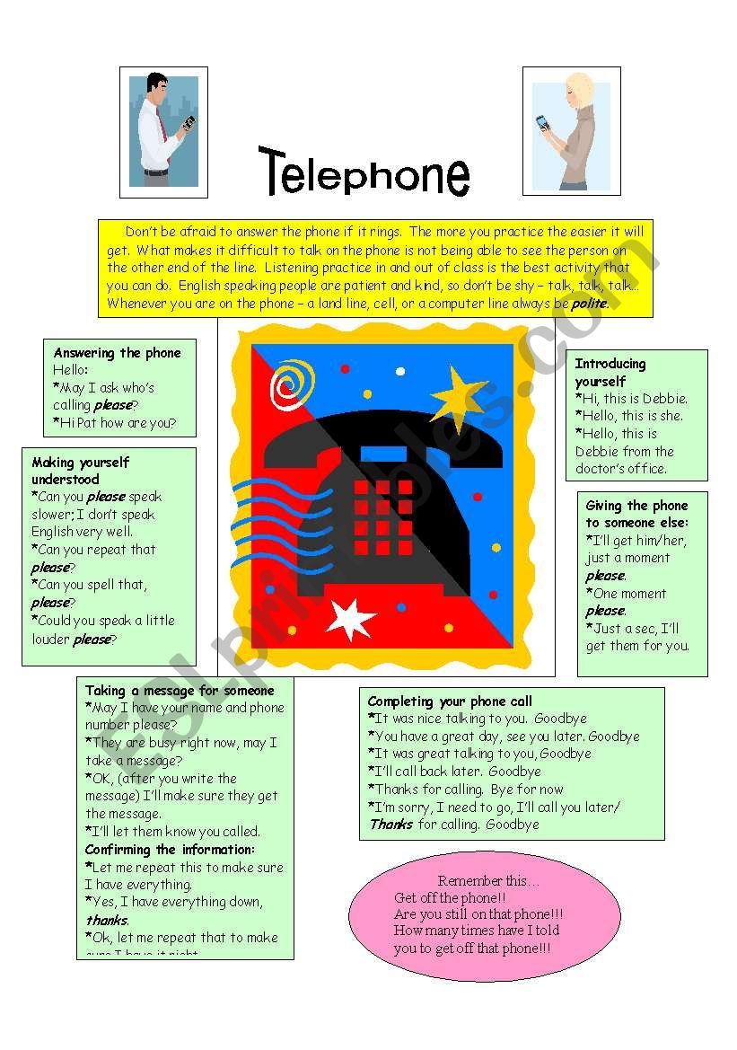 Telephone language worksheet