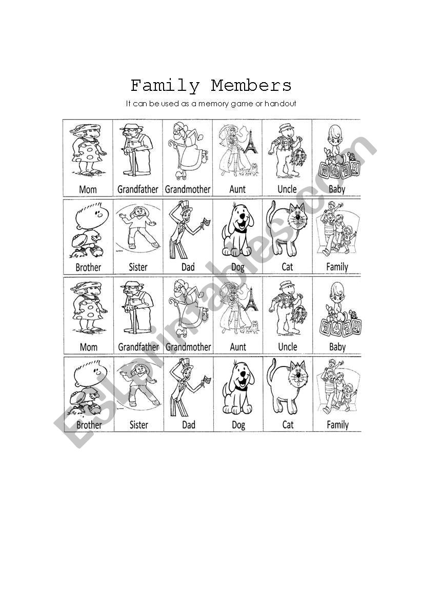 Family members worksheet