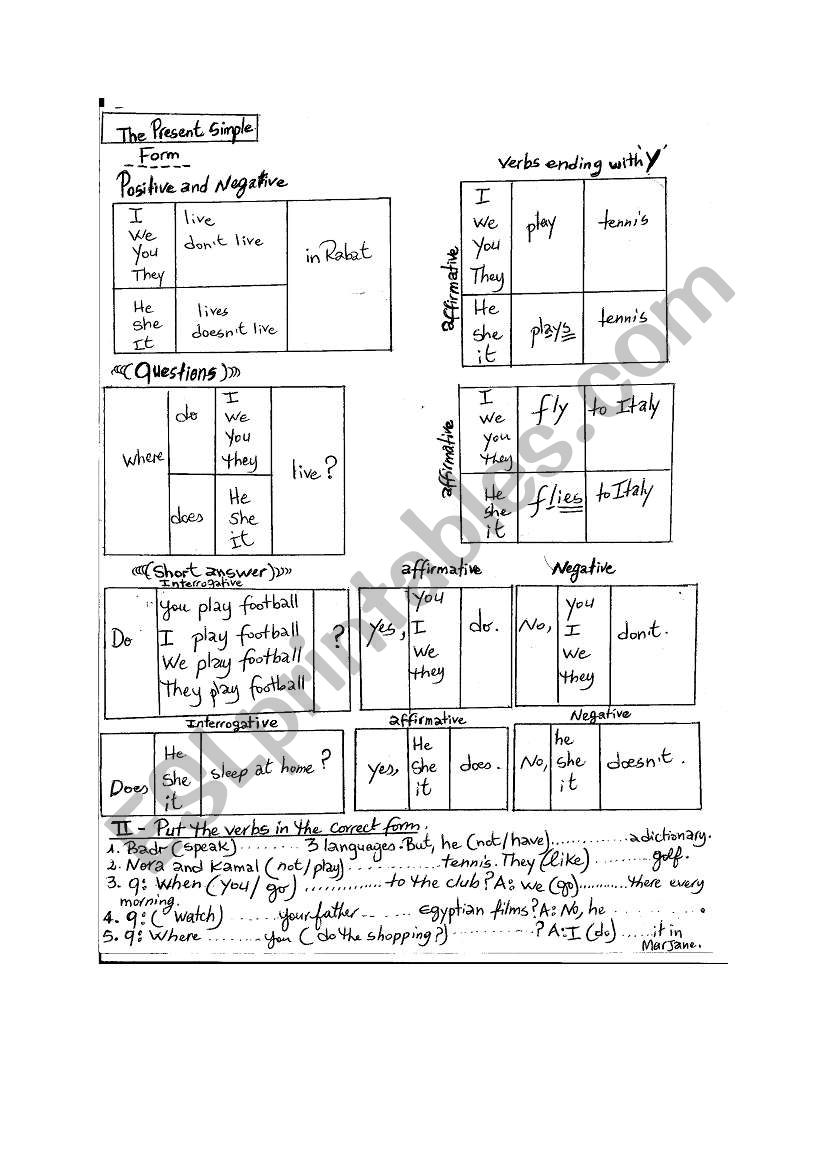 THE PRESENT SIMPLE  worksheet