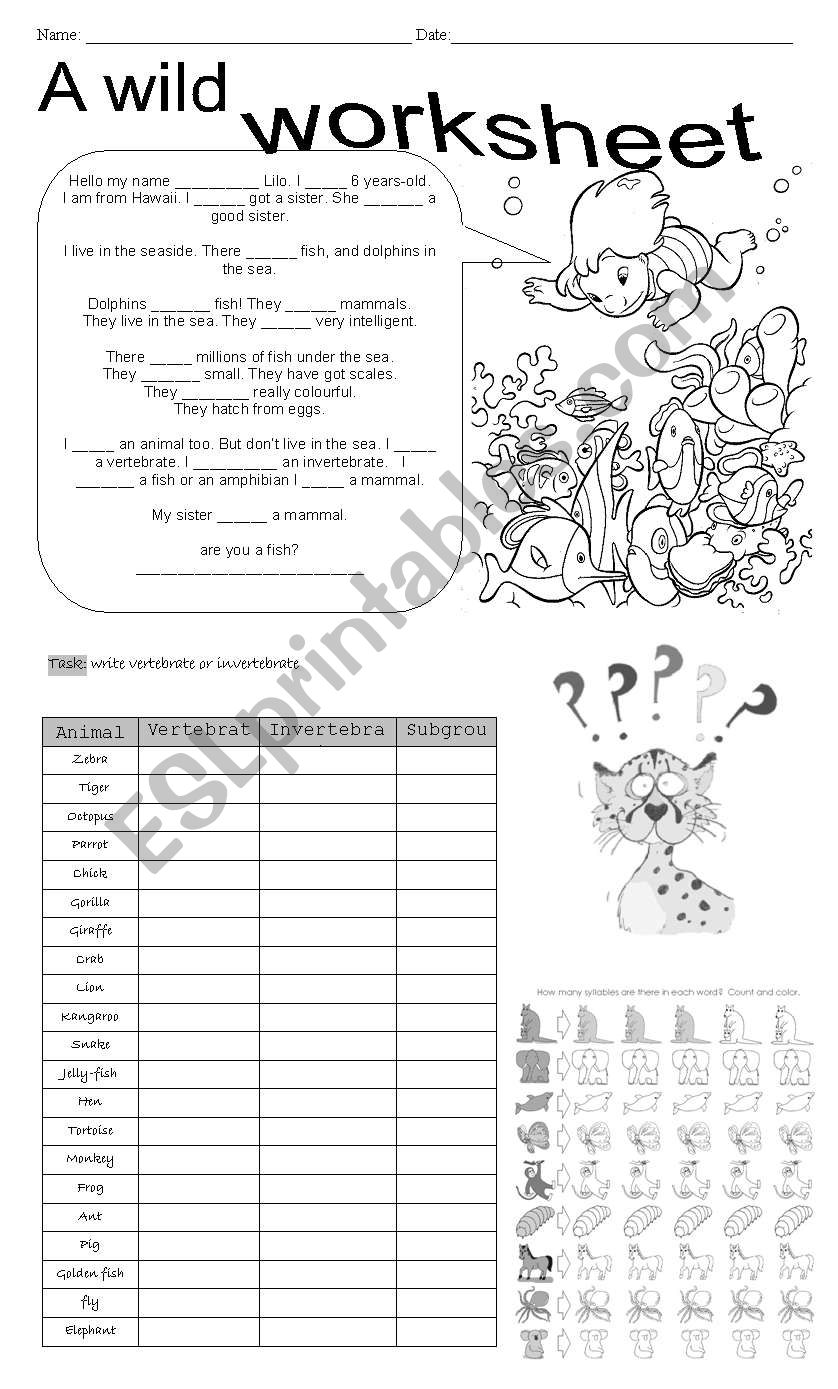 A wild worksheet worksheet