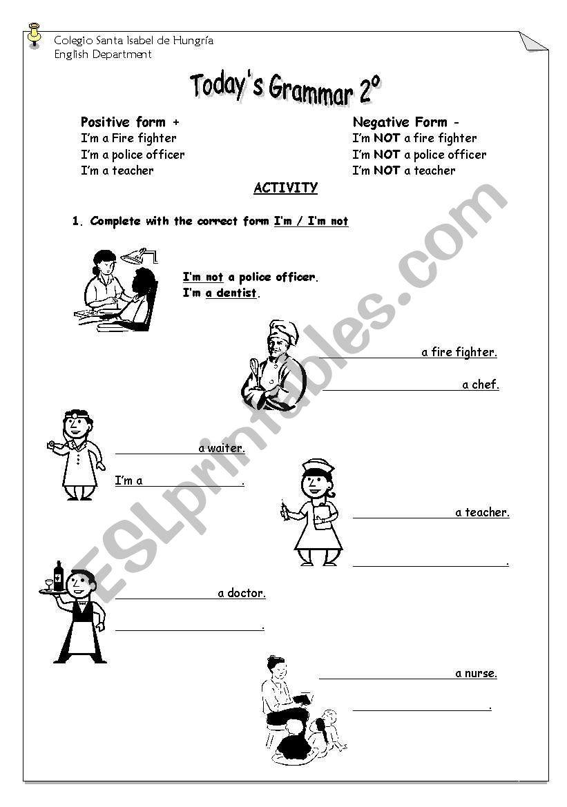 Professions Im a teacher. worksheet