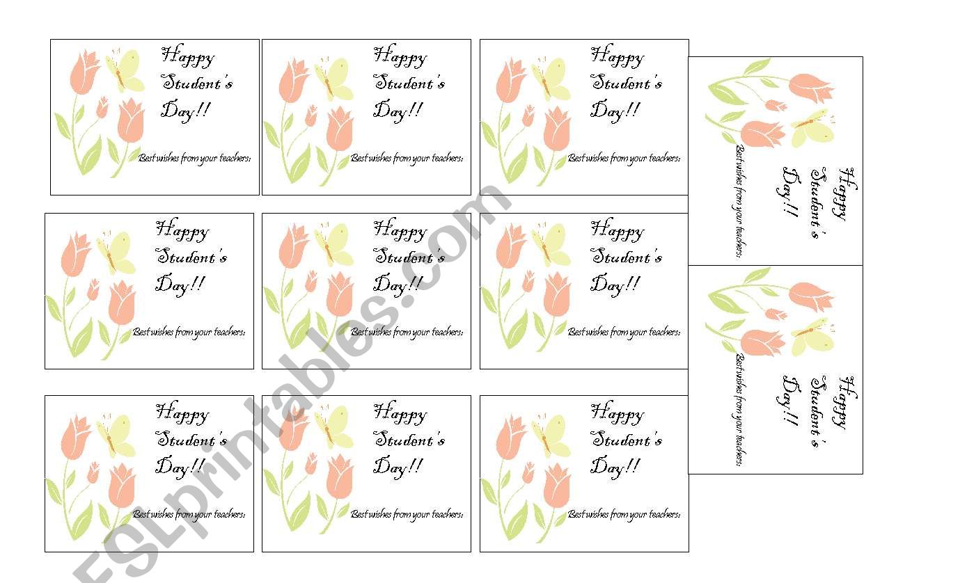 Happy students day cards worksheet