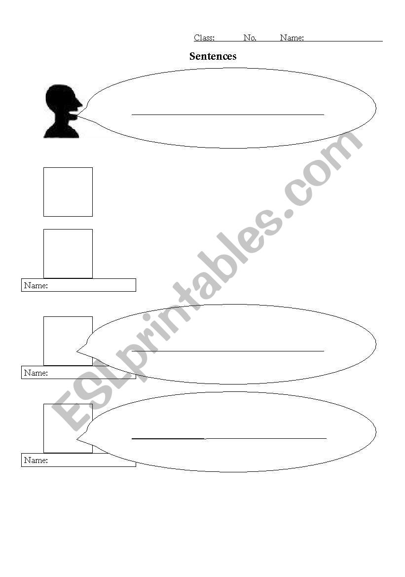 Speach Bubbles worksheet