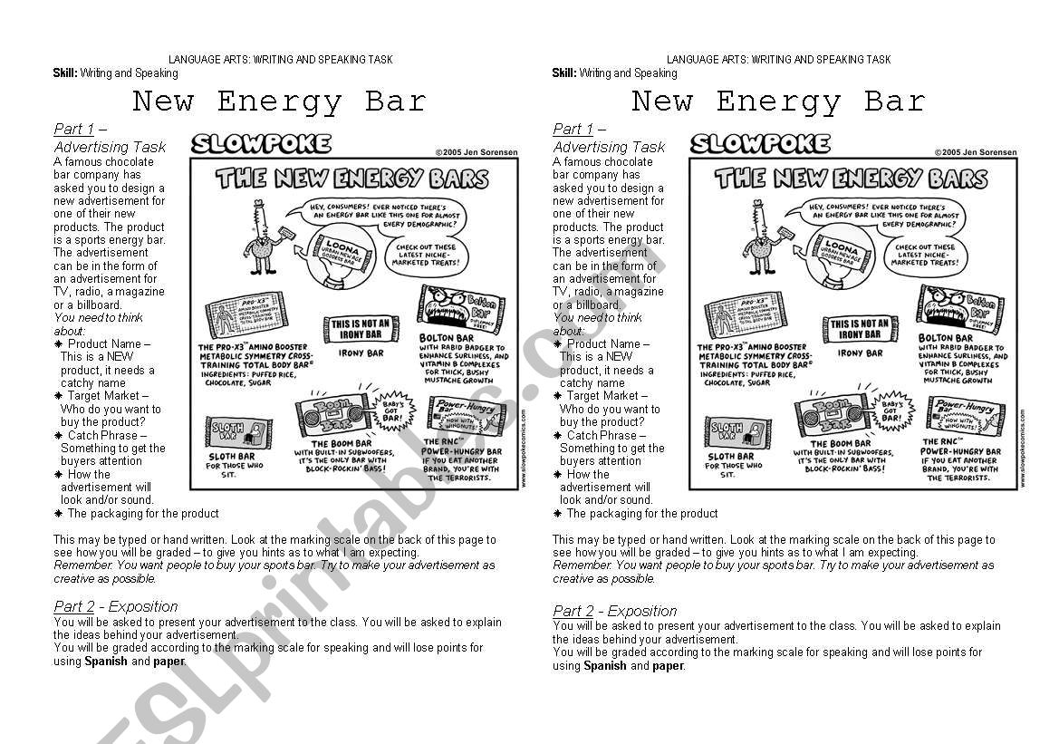 Advertisement - Sports Bar worksheet