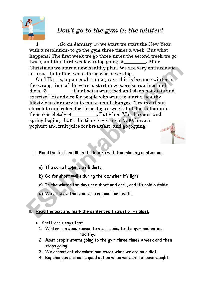 Reading comprehension worksheet