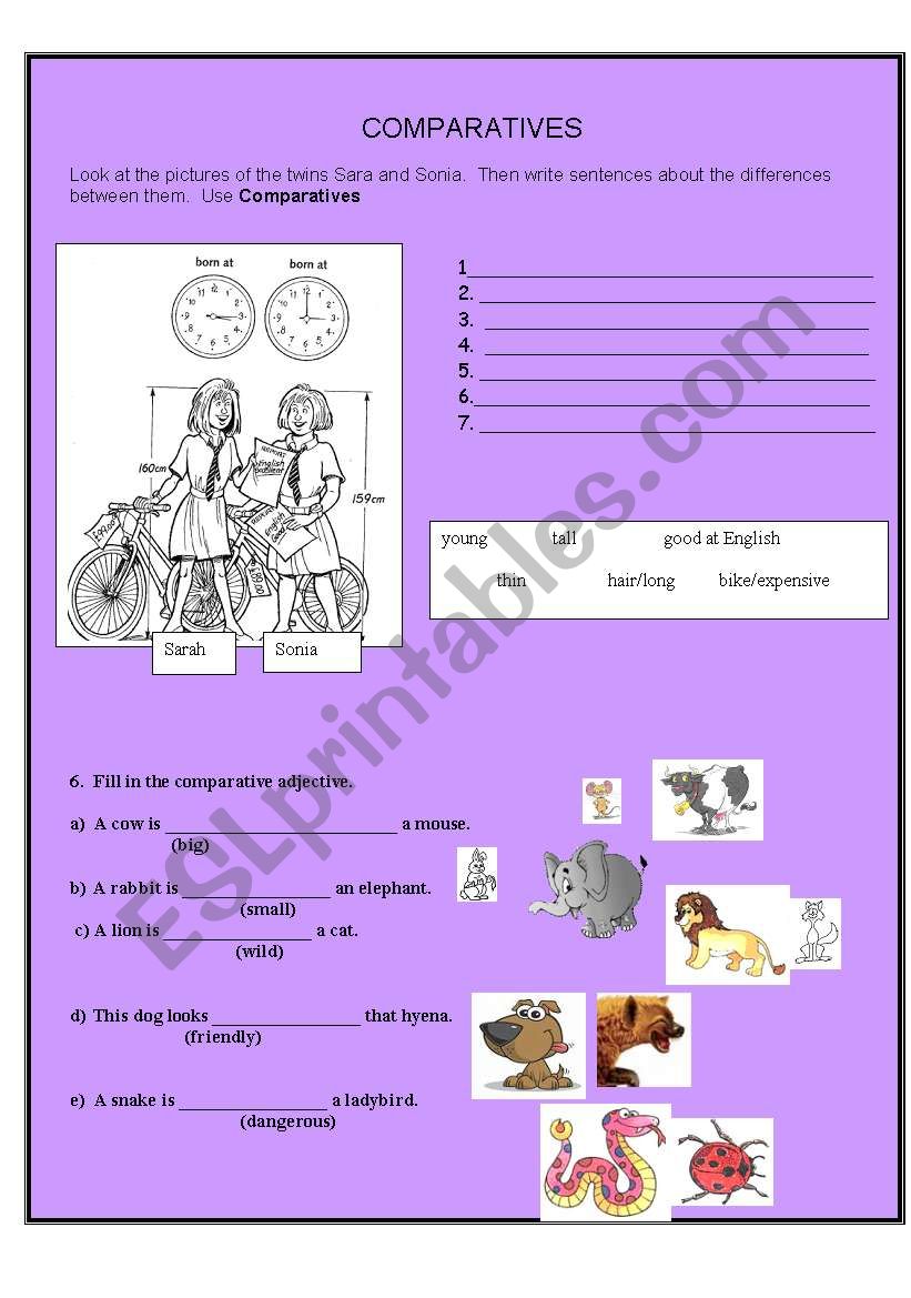 Comparatives worksheet