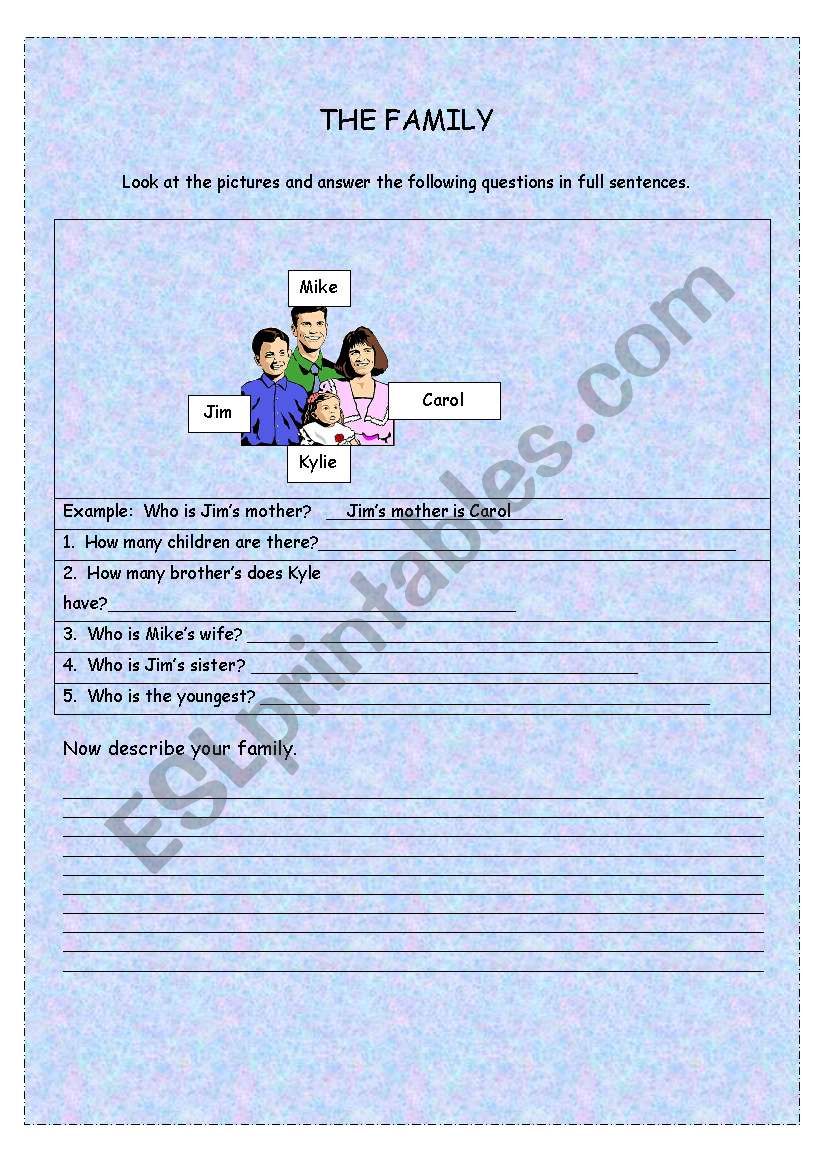 The Family worksheet