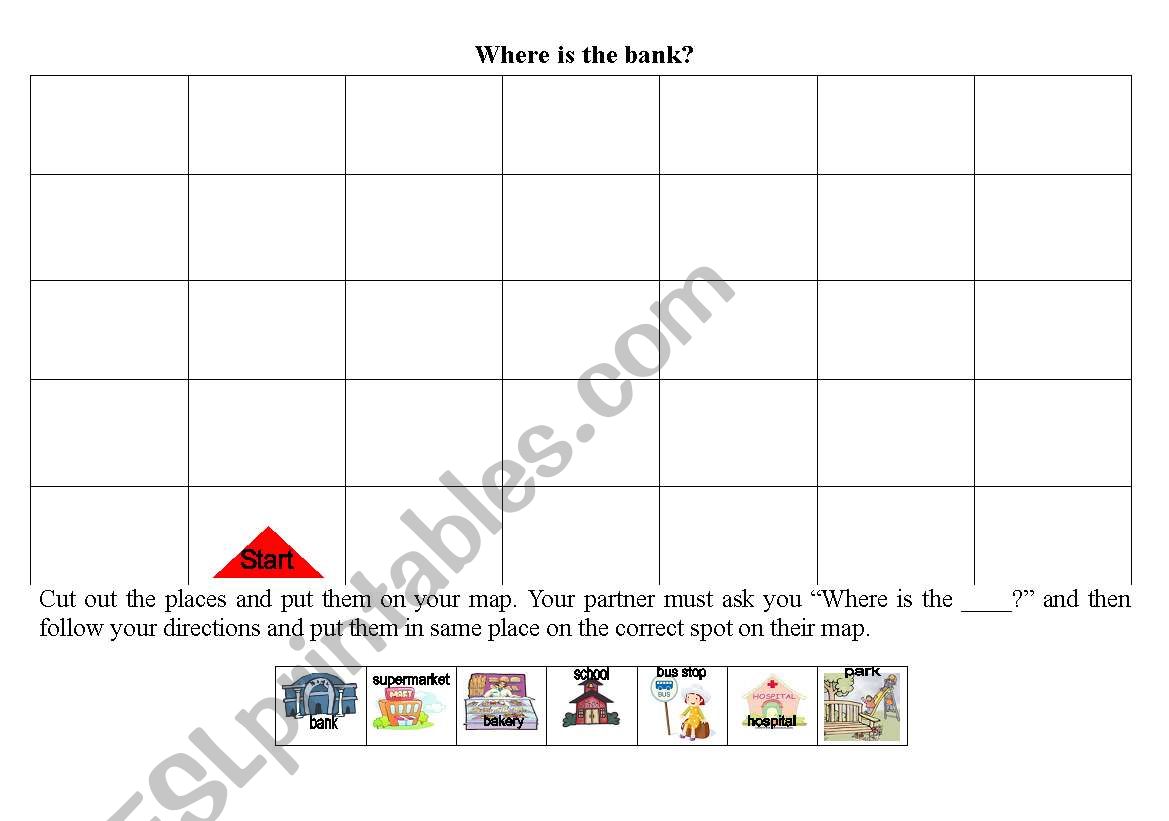 Where is the bank? worksheet