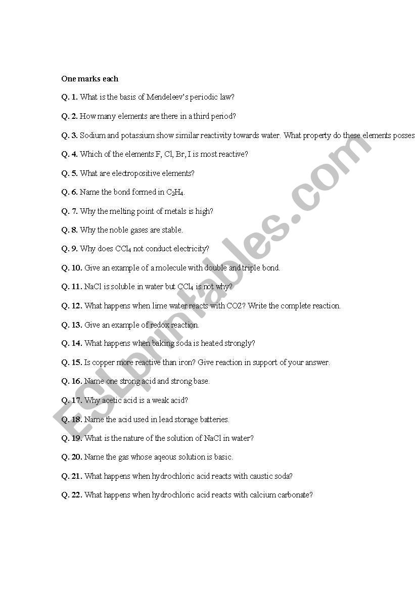 Xth question bank worksheet