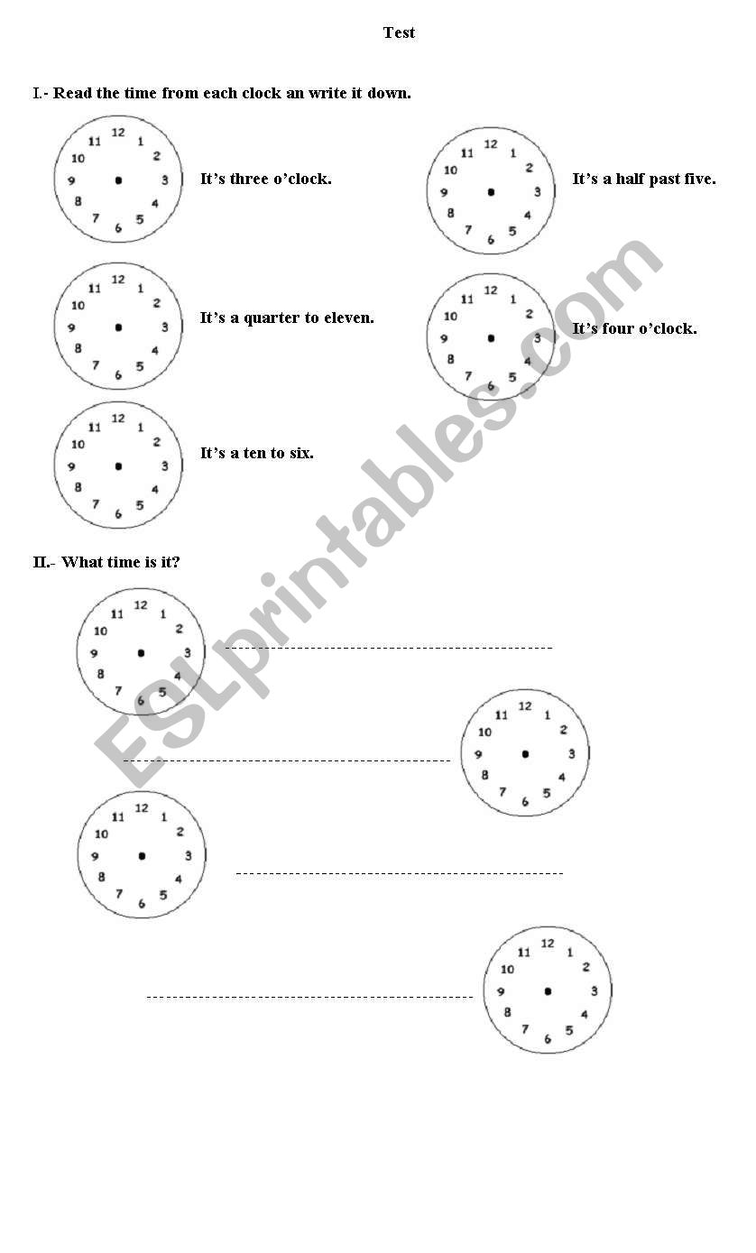 What time is it? worksheet