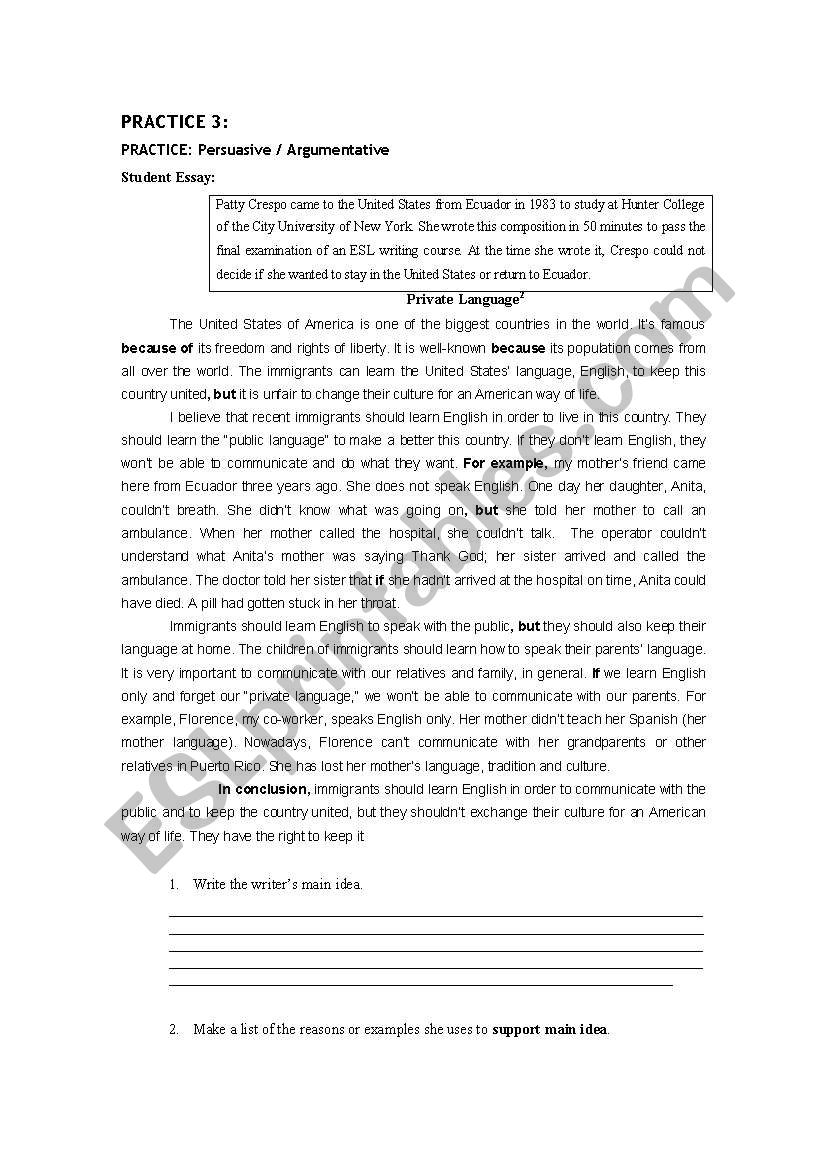 persuasive essay worksheet