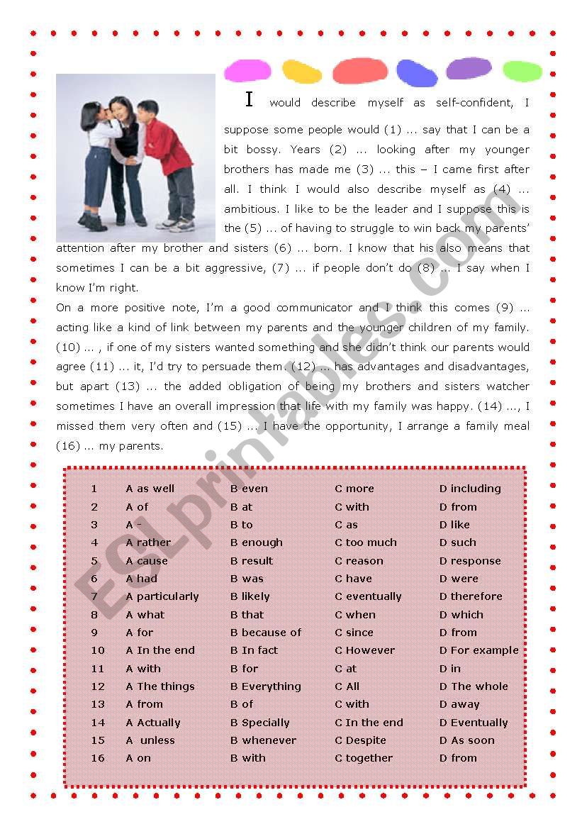 Use of English - Multiple choice cloze test