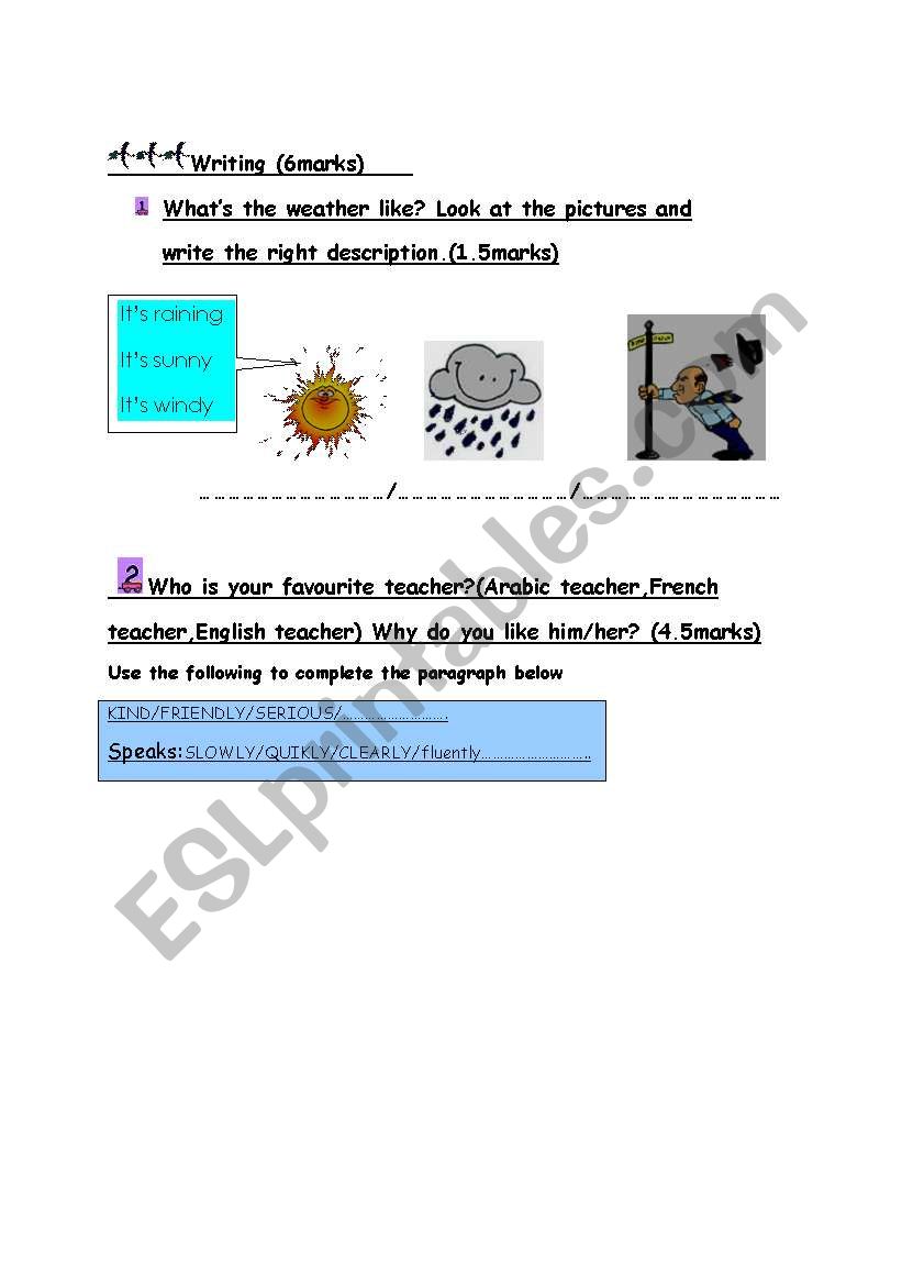 PART FOR OF THE TEST 7TH FORM worksheet