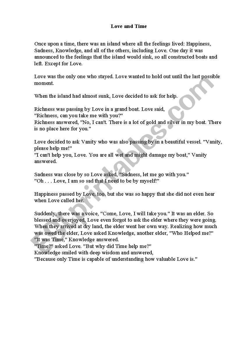 Love and Time worksheet