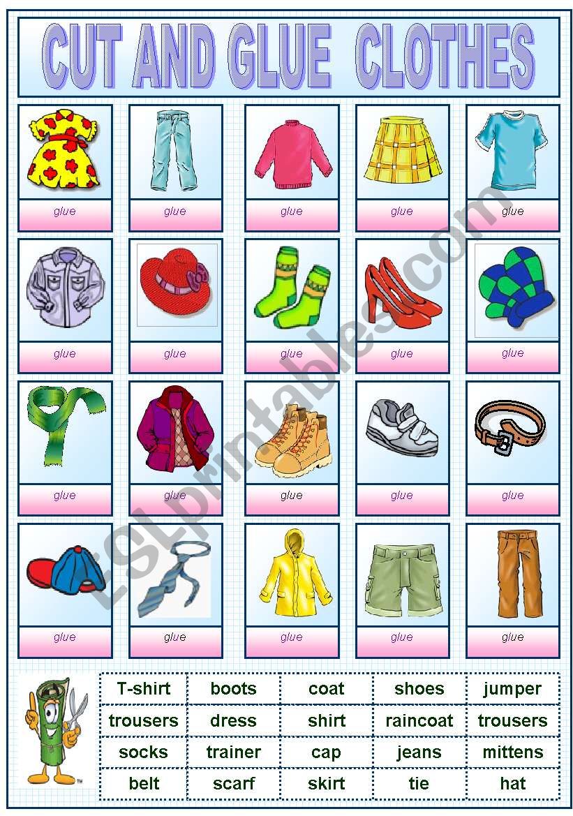 CUT AND GLUE CLOTHES worksheet
