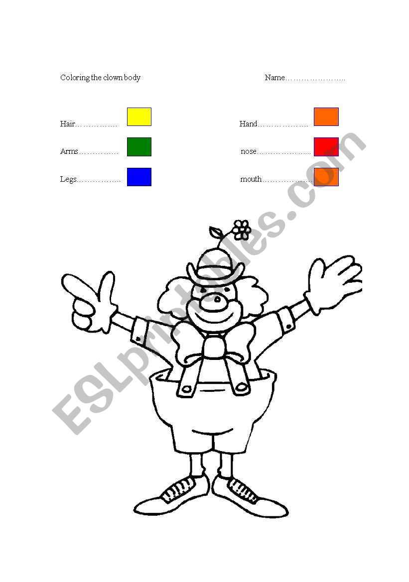 coloring the clown worksheet