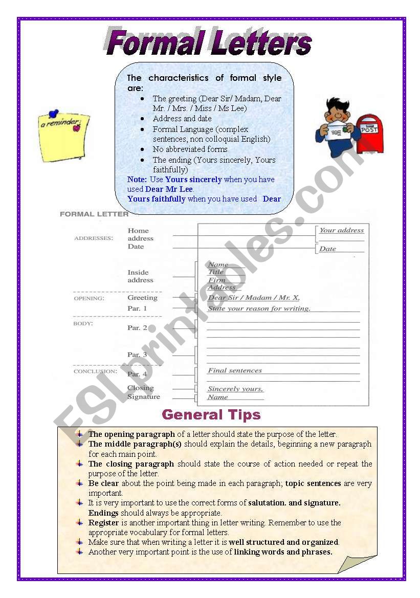 Formal Letters worksheet