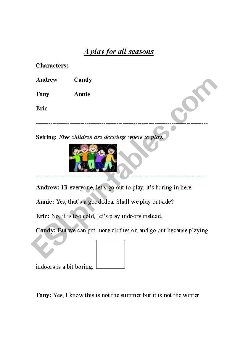A Play for All Seasons worksheet