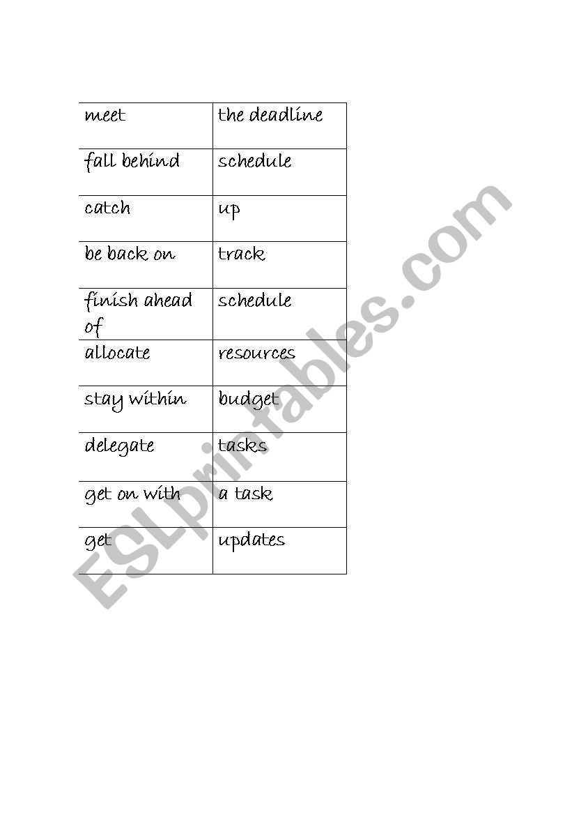 Business collocation worksheet