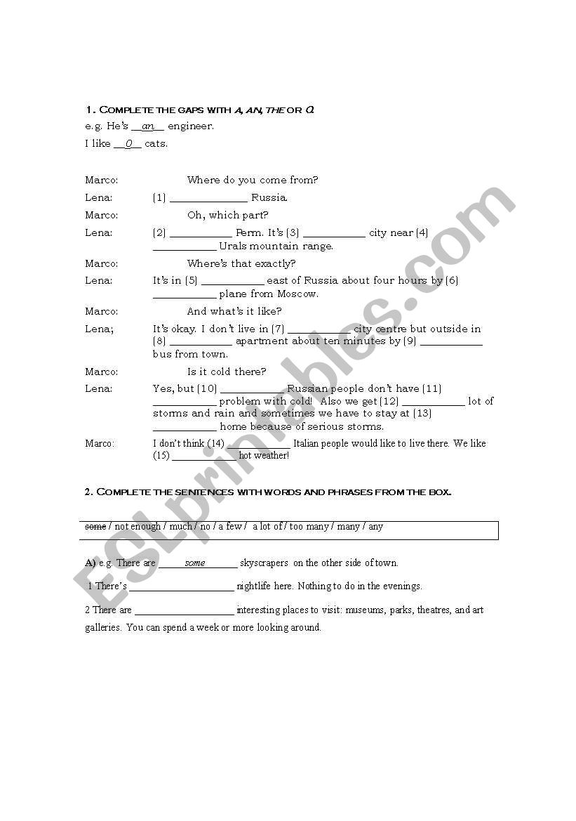 Revision test for pre-intermediate level