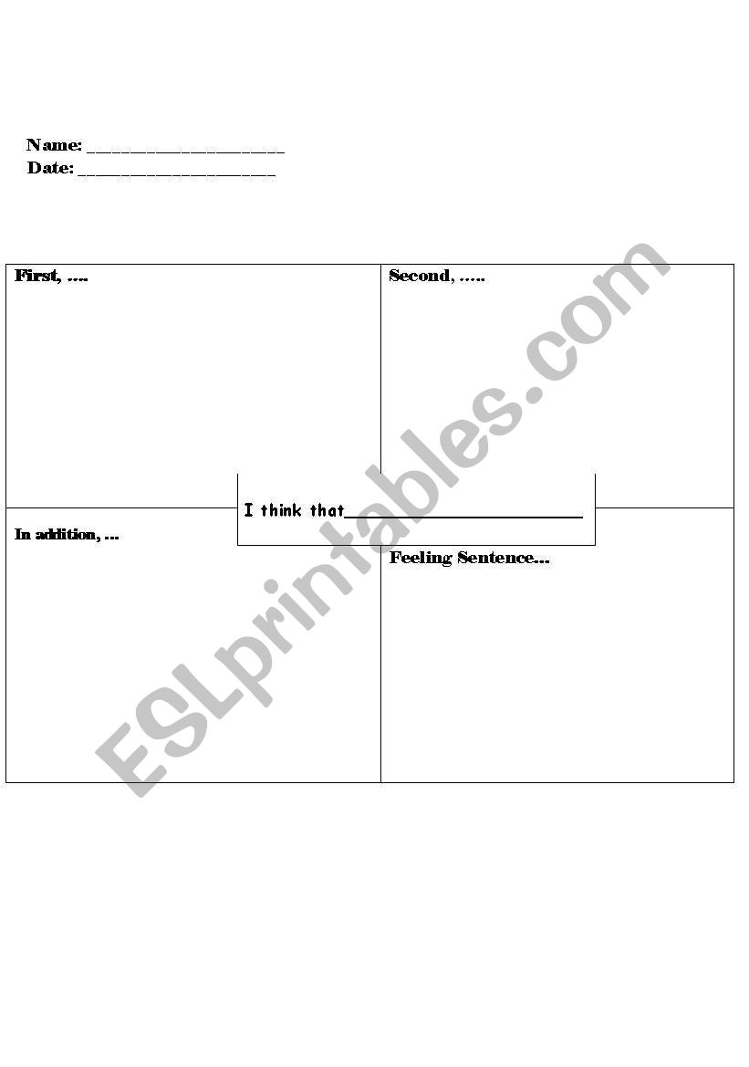 Template for position essay worksheet