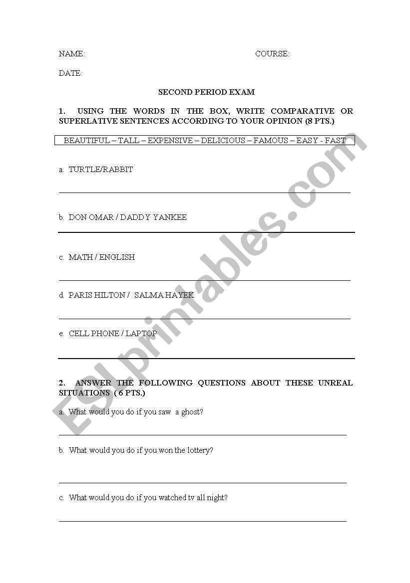 test worksheet
