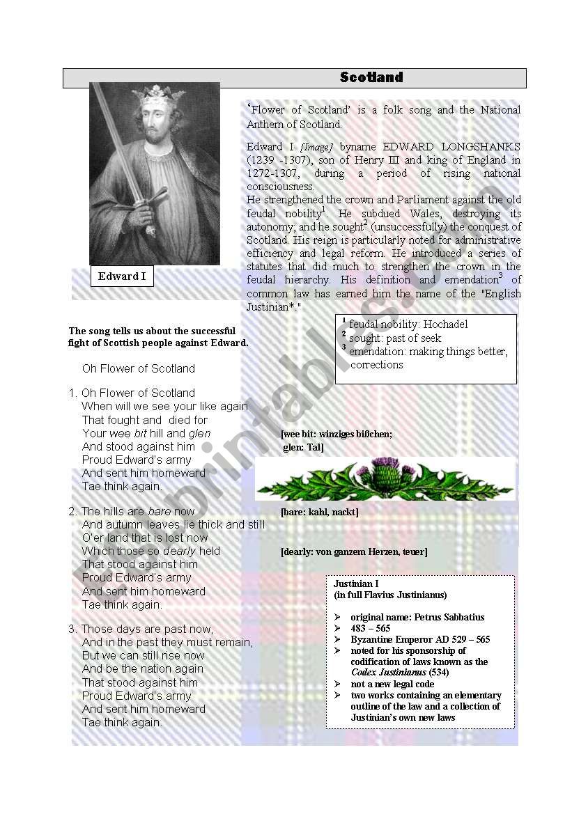 Flower of Scotland worksheet